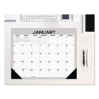 Perfect Pinstripe Large Monthly Desk Pad Calendar, 22x17, White/Gray Sheets, Black Headband/Corners, 12-Month (Jan-Dec) 2026 (57261)