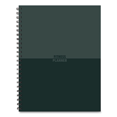 Fitness Undated Monthly Planner, 11 x 8.5, Black/Gray Cover, 12-Month, Undated (40331)