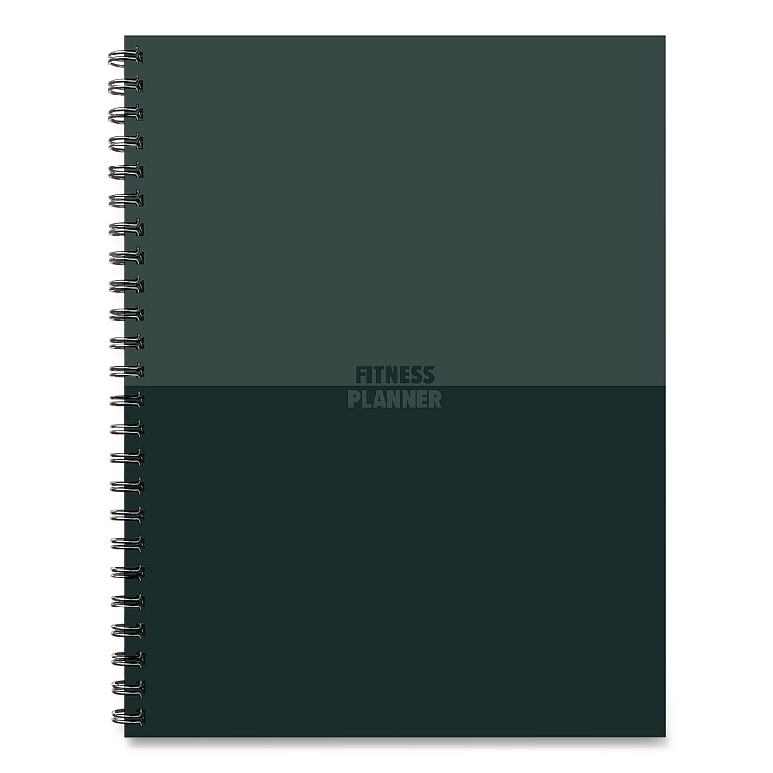 Fitness Undated Monthly Planner, 11 x 8.5, Black/Gray Cover, 12-Month, Undated (40331)