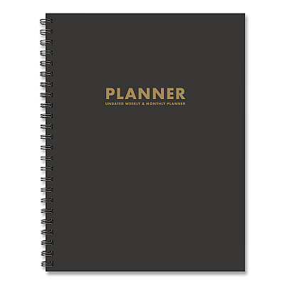 Charcoal Gray Undated Monthly Planner, 11 x 8.5, Charcoal Gray, Undated (49167)