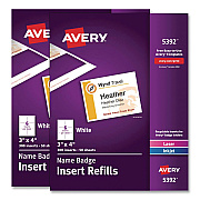 Avery Name Badge Insert Refills, Horizontal, 3 x 4, White, 600/Pack (35392)