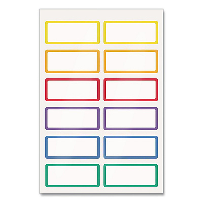 Avery No-Iron Fabric Labels, Rainbow Border, Handwrite Only, 0.75 x 1.75, White, 12/Sheet, 2 Sheets/Pack (40706)