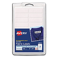 Avery No-Iron Fabric Labels, Handwrite Only, 0.5 x 1.75, White, 18/Sheet, 10 Sheets/Pack (40721)