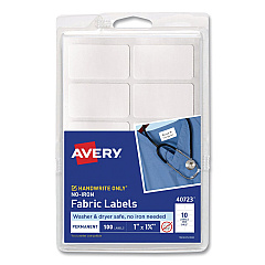Avery No-Iron Fabric Labels, Handwrite Only, 1 x 1.75, White, 10/Sheet, 10 Sheets/Pack (40723)