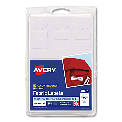 Avery No-Iron Fabric Labels, Handwrite Only, Assorted Shapes and Sizes, White, 15/Sheet, 10 Sheets/Pack (40726)
