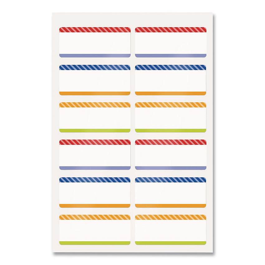 Avery No-Iron Fabric Labels, Multicolored Border, Handwrite Only, 0.75 x 1.75, White, 12/Sheet, 2 Sheets/Pack (40774)