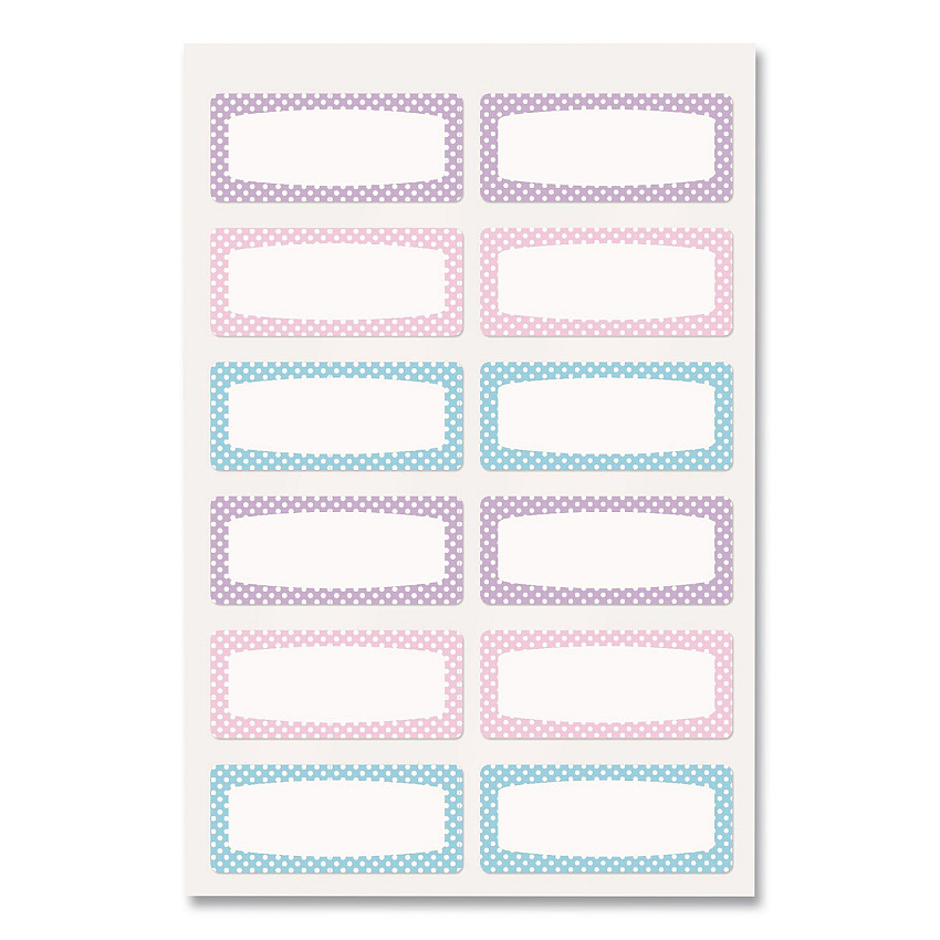 Avery No-Iron Fabric Labels, Pastel Borders, Handwrite Only, 0.75 x 1.75, White, 12/Sheet, 2 Sheets/Pack (40775)