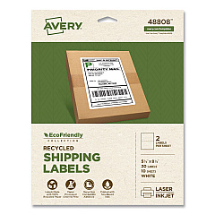 Avery EcoFriendly Recycled Shipping Labels, Inkjet/Laser, 5.5 x 8.5, White, 2/Sheet, 10 Sheets/Pack (48808)
