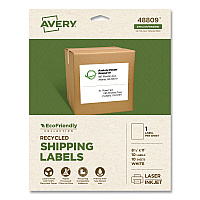 Avery EcoFriendly Recycled Shipping Labels, Inkjet/Laser, 8.5 x 11, White, 1/Sheet, 10/Pack (48809)