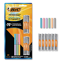 BIC Break Resistant Lead Refills, 0.7 mm, HB, Black, 6 Leads/Tube, 6 Tubes/Pack (LMV7PR42AST)