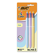 BIC 4-Color Multi-Color Ballpoint Pen, Retractable, Medium 1 mm, Black/Blue/Green/Red Ink, Assorted Pastel Barrel Colors, 3/Pack (MMAP3AST)
