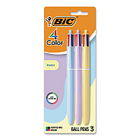 BIC 4-Color Multi-Color Ballpoint Pen, Retractable, Medium 1 mm, Black/Blue/Green/Red Ink, Assorted Pastel Barrel Colors, 3/Pack (MMAP3AST)