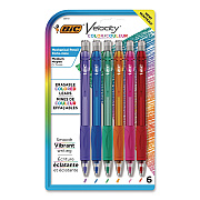 BIC Velocity Colored Lead Mechanical Pencils, 0.7 mm, HB (#2), Assorted Lead Colors, Assorted Barrel Colors, 6/Pack (MV7CP61AST)