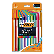 BIC Color Cues Cristal Xtra Smooth Ballpoint Pen, Stick, Medium 1.2 mm, Assorted Ink and Barrel Colors, 10/Box (WMSUA10AST)