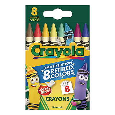 Crayola Limited Edition Retired Color Crayons, Regular Size, 8 Assorted Colors, 8/Pack (523019)