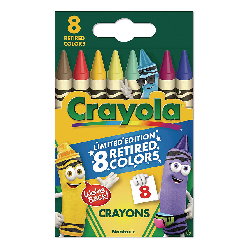 Crayola Limited Edition Retired Color Crayons, Regular Size, 8 Assorted Colors, 8/Pack (523019)