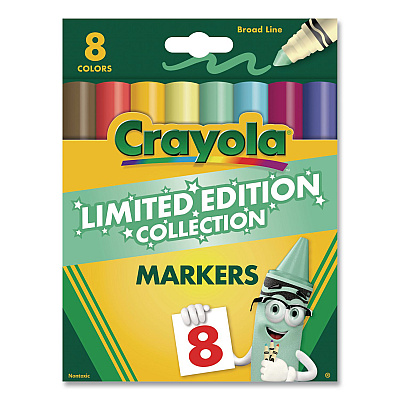 Crayola Ultra-Clean Washable Markers, Limited Edition Collection, Broad Bullet Tips, Assorted Colors, 8/Box (587746)