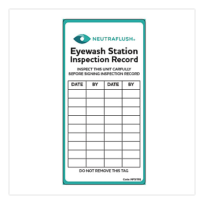 NeutraFlush Eyewash Station Inspection Label, "Eyewash Station Inspection Record/Chart", 6" x 3", Green/Black/White (NFSIT01)