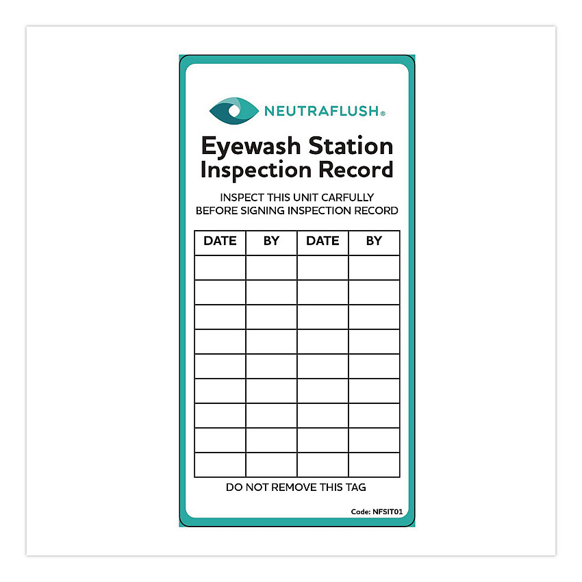 NeutraFlush Eyewash Station Inspection Label, "Eyewash Station Inspection Record/Chart", 6" x 3", Green/Black/White (NFSIT01)