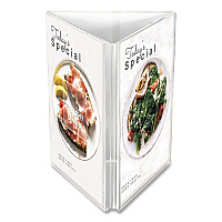 deflecto Tabletop Three-Sided Sign Holder, 4 x 6 Insert, Clear (PX04846)