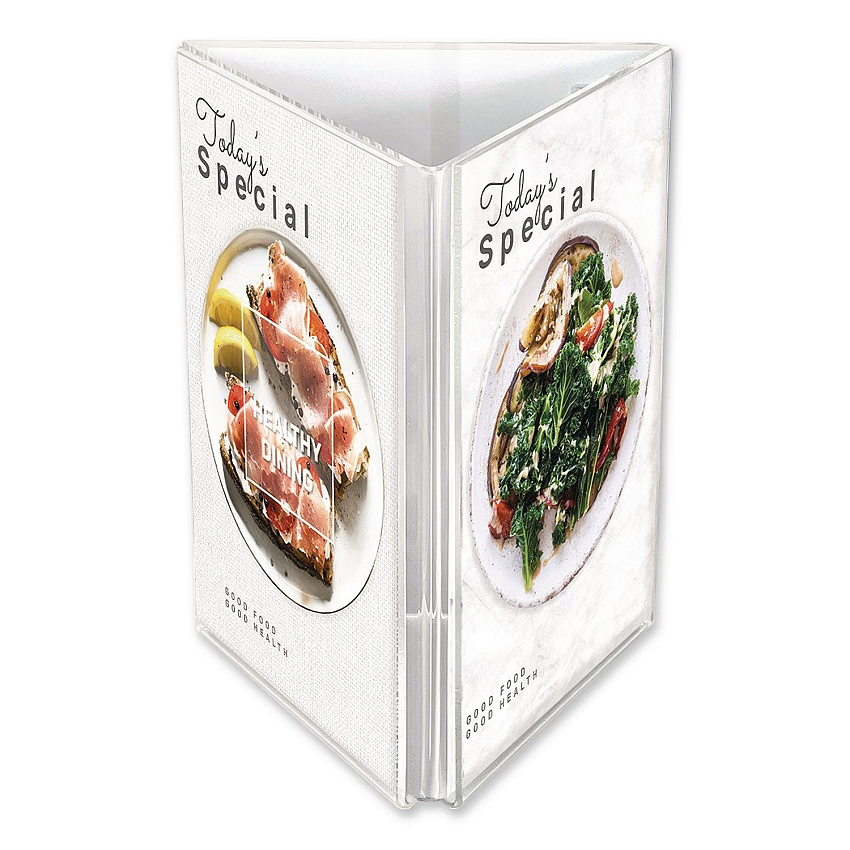 deflecto Tabletop Three-Sided Sign Holder, 5 x 7 Insert, Clear (PX04857)
