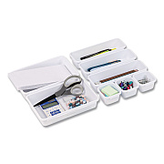 Mind Reader Eight-Piece Plastic Drawer Organizer, White (8INTBOXWHT)