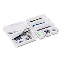 Mind Reader Eight-Piece Plastic Drawer Organizer, White (8INTBOXWHT)