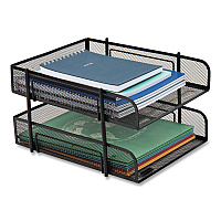 Mind Reader Metal Mesh Stackable Letter Tray, 2-Tier, Letter Size, 10.5 x 13.25 x 7.5, Black (CSTACK2BLK)