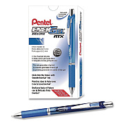 Pentel EnerGel RTX Deluxe Gel Pen, Retractable, Fine 0.5 mm, Blue Ink, Blue Barrel, Dozen (BLN75CDZ)
