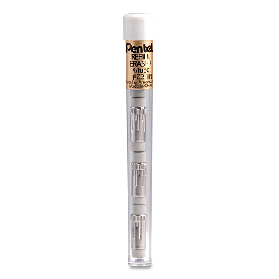 Pentel Eraser Refills for Cushi/EnerGize-X/Gizmo/Hot Shots/Sharp Kerry/Technica-X/Wow! Pencil, White, 4/Pack (Z21N)