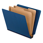 Pendaflex Colored End Tab Classification Folders, Straight Tab, 2 Dividers, 6 Fasteners, Letter Size, Blue, 10/Box (23217EE)