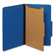 Pendaflex Heavy-Duty Pressboard Classification Folder, 2/5-Cut Tab, Expands 1.75", 1 Divider, 4 Fasteners, Legal Size, Dark Blue, 10/BX (28732P)