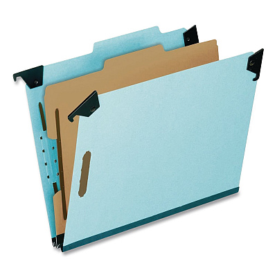 Pendaflex Hanging Classification Folders with Dividers, Letter Size, 1 Divider, 2/5-Cut Exterior Tabs, Light Blue, 10/Box (59251BX)