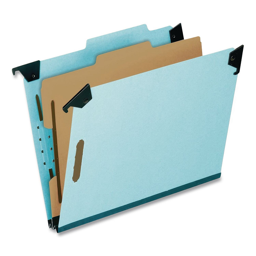 Pendaflex Hanging Classification Folders with Dividers, Letter Size, 1 Divider, 2/5-Cut Exterior Tabs, Light Blue, 10/Box (59251BX)
