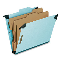 Pendaflex Hanging Classification Folders with Dividers, 2 Dividers, 2/5-Cut Exterior Tabs, Letter Size, Light Blue, 10/Box (59252BX)