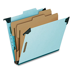 Pendaflex Hanging Classification Folders with Dividers, 2 Dividers, 2/5-Cut Exterior Tabs, Letter Size, Light Blue, 10/Box (59252BX)