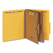 Pendaflex Heavy-Duty Pressboard Classification Folder, Expands 2", 2 Full-Pocket Dividers, 6 Fasteners, Letter Size, Yellow, 10/Box (1006942)
