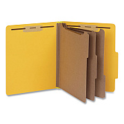 Pendaflex Heavy-Duty Pressboard Classification Folder, 2/5-Cut Tab, Expands 3", 3 Dividers, 8 Fasteners, Letter Size, Yellow, 10/Box (1006943)