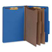 Pendaflex Heavy-Duty Pressboard Classification Folder, 2/5-Cut Tab: Right, Expands 3", 3 Dividers, 8 Fasteners, Legal Size, Blue, 10/BX (1006944)