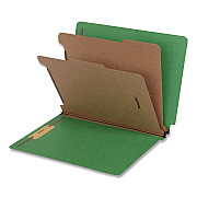 Pendaflex Heavy-Duty Pressboard End Tab Classification Folders, Expands 2", 2 Dividers, 6 Fasteners, Letter Size, Green, 10/Box (1006948)