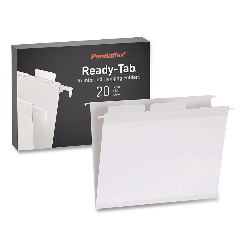 Pendaflex Ready-Tab Reinforced Hanging File Folders, Letter Size, 1/3-Cut Tabs, White, 20/Box (1006985)