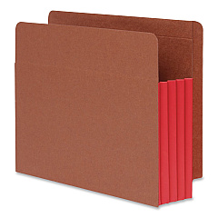 Pendaflex End Tab File Pocket, Red Gusset, 3.5" Expansion Letter Size, Brown/Red, 10/Box (1007024)