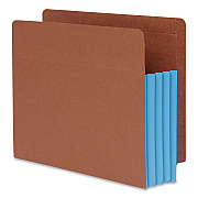 Pendaflex End Tab File Pocket, Blue Gusset, 3.5" Expansion, Letter Size, Brown/Blue, 10/Box (1007026)