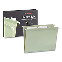 Pendaflex Ready-Tab Reinforced Hanging File Folders, Letter Size, 1/3-Cut Tabs, Sage Green, 20/Box (1009463)