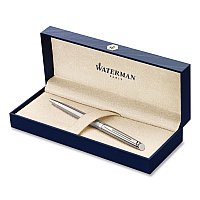 Waterman Hemisphere Ballpoint Pen, Retractable, Medium 1 mm, Blue Ink, Brushed Stainless Steel/Palladium-Chrome Barrel (S0920470)