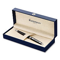 Waterman Hemisphere Ballpoint Pen, Retractable, Medium 1 mm, Blue Ink, Black Lacquered/Palladium-Chrome Barrel (S0920870)