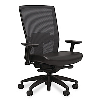 Workplace2.0 500 Series Vinyl and Mesh Task Chair, Supports Up to 300 lbs, 17.8" to 22.8" Seat Height, Black Seat, Black Back, Black Base (51974)