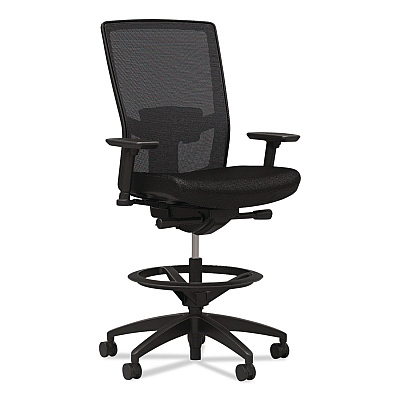 Workplace2.0 500 Series Mesh and Fabric Stool, Supports to 300 lb, 24.6 x 34.4 Seat Height, Black Seat, Black Back, Black Base (51975)