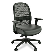 Workplace2.0 Health Bedford Polyurethane Nylon Task Chair, Supports Up to 275 lbs, 18" to 21.6" Seat Height, Black Seat/Back/Base (WP62574)