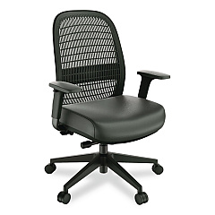 Workplace2.0 Health Bedford Polyurethane Nylon Task Chair, Supports Up to 275 lbs, 18" to 21.6" Seat Height, Black Seat/Back/Base (WP62574)
